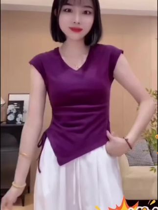 这个紫色是你喜欢的紫色吗?#强烈推荐 #不规则短袖