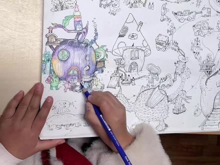 我是一只画画小蜗牛#画画 #彩铅插画 @白城堡.和孩子们的冉 @白城堡·奇幻美术工作室(花卉校区)