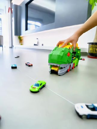 恐龙吞食轨道车,合金变形弹射滑行小汽车,儿童益智早教玩具礼物#恐龙玩具 #弹射轨道车 #轨道车玩具 #玩具车
