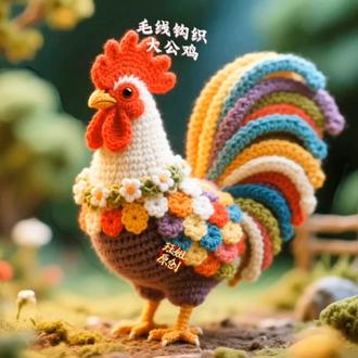 毛线钩织大公鸡 #创作灵感 #珏姐钩针编织