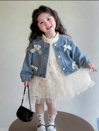女童春装连衣裙套装2025新款儿童牛仔外套春季洋气女宝宝公主裙子#萌娃穿搭 #女童穿搭 #高品质童装 #生女儿就是用来打扮的 #公主裙