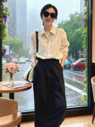 雨天的邂逅 雨天,苏清走进常去的咖啡馆。窗边,林辰靠着墙,白衬衫衬得他清隽,黑裤利落。 苏清点了杯咖啡,找位置时,林辰抬头,目光相遇。他招手:“这里有空位。” 雨声淅沥,两人有一搭没一搭地聊。林辰说起工作趣事,苏清分享生活点滴。 他忽然拿出本画册,“我画的,送你。”画册里,有她曾在咖啡馆的侧影,笔触温柔。 苏清心头一暖,窗外雨还在下,可她觉得,有什么东西,在悄然升温。#穿搭才是改变气质的关键 #初秋一周不重样穿搭 #高级感穿搭 #早秋高智感职场穿搭 #通勤穿搭如何摆脱土气感