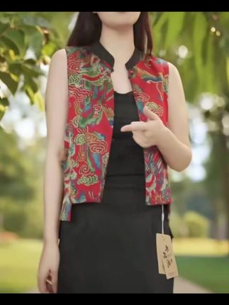 2025秋季新款原创正品发货 新中式重磅花萝缎双面穿国风马甲#高级感穿搭