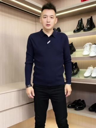 男士秋冬简约商务休闲高品翻领长袖Polo衫、面料柔软舒适透气、弹力大穿着舒适!#品质男装 #型男穿搭 #商务休闲