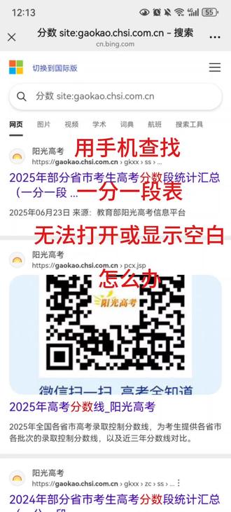用手机查找一分一段表,却打不开阳光高考时怎么办#志愿填报指南 #创作者中心 #创作灵感 #一分一段表查询