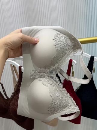 #只做高品质 #聚拢神器 #舒适文胸 #超漂亮文胸 #女神必备单品 果冻条蕾丝花边无钢圈小胸聚拢内衣软支撑性感美背收副乳透气文胸