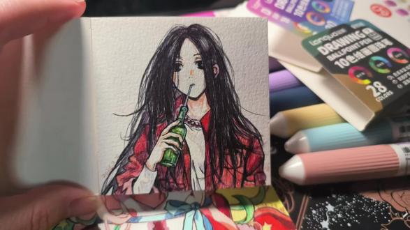 测评|蓝果10色圆珠笔!画了一人之下的宝儿姐!#蓝果10色圆珠笔 #一人之下 #冯宝宝 #宝儿姐 #圆珠笔手绘