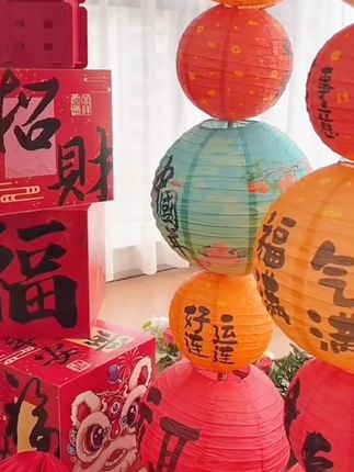 #上热门 纸灯笼元旦春节装饰小灯笼挂饰红色吊灯罩中式传统新年节日福字灯#灯 #挂饰 #吊灯 #纸灯 @DOU+小助手