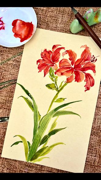 国画|萱草花教程
超详细的萱草花国画教程跟练版来了,花十分钟画上一朵吧#国画教程 #没骨画 #手绘 #自学国画 #写意