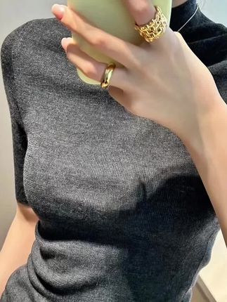 时尚修身秋季中袖半高领打底五分袖针织衫女装内搭高级感上衣#爆款热卖中#厂家直发#好物推荐🔥#五分袖针织衫#半高领打底衫