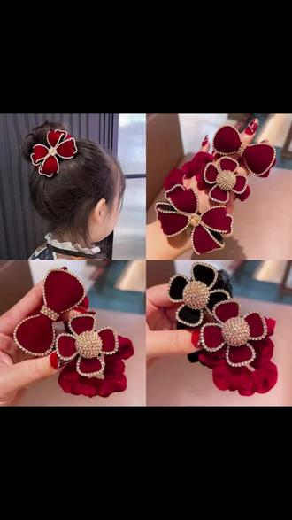 #新年饰品 #儿童发饰 #女童发绳 #过年穿搭 #高马尾发饰 2025过年头饰红色新年扎头绳女童新年发饰小女孩公主发绳高马尾