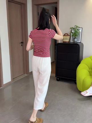 又凉快又舒服的九分亚麻阔腿裤 姐妹们赶紧整太好看了#九分裤 #阔腿裤 #亚麻裤 #百搭裤子 #遮肉显瘦