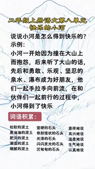 小学二年级上册|语文|第八单元|快乐的小河|课后习题|词语积累#语文知识分享 #小学语文#词语积累