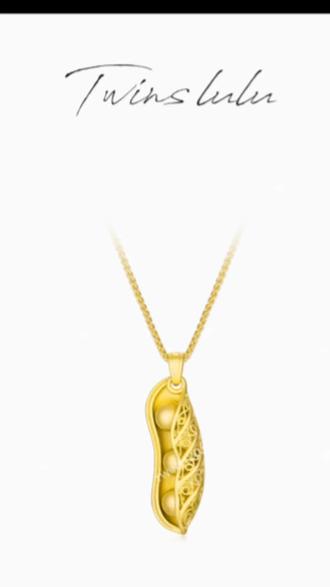 TWINS LULU 镀K金【三元金豆】传统国风植物花卉金色项链TSJ7700#项链吊坠 #时尚饰品 #潮流饰品 #女人喜欢的饰品 #吊坠项链