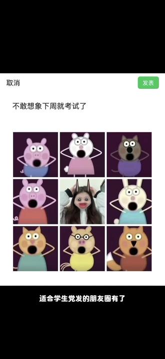 小猪佩奇惊讶表情包,小猪佩奇惊讶朋友圈九宫格。不敢想象下周就考试了小猪佩奇惊讶图片#小猪佩奇 #你已急哭 #表情包