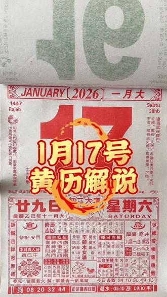 1月17号黄历解说#日历 #黄历 #老黄历 #电子日历 #电子黄历
