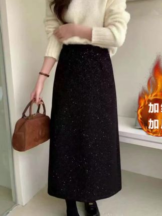 【3个长度加厚】网红半身裙气质时尚开叉秋冬显瘦百搭中长款高腰#女装穿搭#面料柔软舒适 #百搭显瘦#裙子搭配#谁穿谁好看