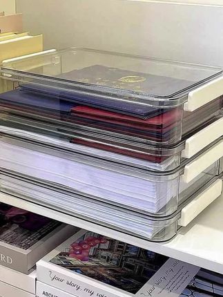 A4文件收纳盒整理盒透明塑料户口本初中毕业证件桌面试卷档案盒 #收纳盒 #证件收纳盒 #证书收纳盒 #透明塑料收纳盒 #整理盒