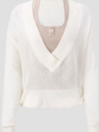 HHYB Hello韩版宽松显瘦百搭挂脖假两件马海毛针织衫女M1496#海毛针织衫 #针织衫 #假两件针织衫 #韩版 #宽松版型