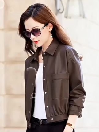 皮衣外套女2025新款春秋冬小个子短款气质休闲美拉德PU皮机车夹克#引领时尚潮流 #美搭尽显女神范 #穿出青春活力 #酷女孩穿搭 #高端大气