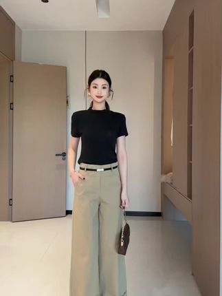 推荐一条超好穿的高腰阔腿裤!#极简主义 #今日分享 #女装 #显瘦裤子 #通勤搭配