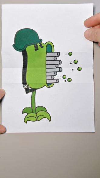 简单好玩的豌豆射手小手工,快去画一个惊艳你的朋友!#植物大战僵尸画画教程 #创意手工#我的手工作品 #创作者中心 #创作灵感
