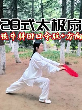 我要去练扇了,你去练什么 28式太极扇铁牛耕田口令版+方向#太极养生动起来 #太极扇#太极教学