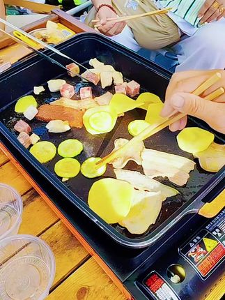 外甥百忙之中抽空带我们出去玩#户外烧烤