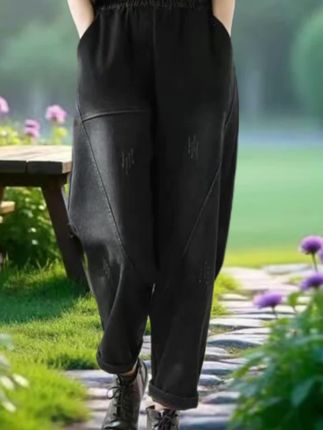 秋冬新款牛仔长裤宽松显瘦哈伦裤老爹裤牛仔裤女高腰休闲百搭#时尚百搭#宽松版型 #洋气上档次 #老爹裤#秋冬穿搭
