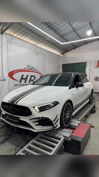 奔驰A35 AMG刷HRJ一阶太猛啦!轮上达302匹、485牛米,起飞在即🚀换算发动机预计368匹537扭矩!提升62匹137扭矩。#内燃机的魅力 #a35 #一阶程序 #hrj特调 #广州马力机