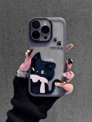 属镜框黑猫适用苹果17/iPhone/华为荣耀/OPPO/VIVO/小米手机壳