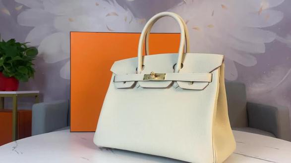 Hermes Birkin30奶昔白开箱评测 爱马仕真假对比
