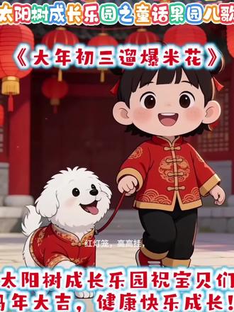 #早教儿歌 大年初三,阳光正好~
哥哥妹妹带着可爱的小白狗爆米花出门遛弯啦!
超萌儿歌+治愈画面,小朋友越看越喜欢,
祝所有宝贝马年平安喜乐,健康成长,天天开心!
#大年初三 #新年儿歌 #萌娃日常 #小白狗爆米花