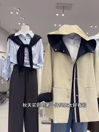 韩系风衣外套女2025春秋新款小个子连帽爆款日系英伦风休闲 #时尚外套#洋气风衣#气质外套#百搭风衣#显瘦外套