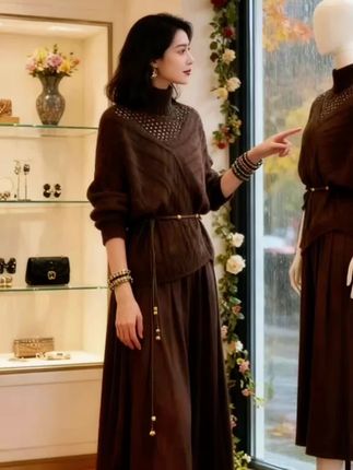 #优雅气质 #晒晒我的秋日穿搭 这套穿搭简直是温柔系天花板!镂空设计的针织上衣配上同色系半身裙,穿上身瞬间精致感拉满还超显瘦,剪裁立体挺括勾勒身形曲线,无论是日常出街、甜蜜约会还是职场通勤都能轻松驾驭,心动的姐妹一定要试试!