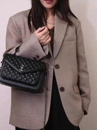 【香港正品】真皮女士小香风链条包时尚百搭单肩包斜跨包大气手提包#新款提手包