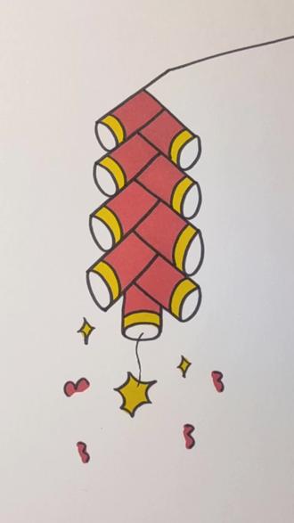 用五个“人”字画鞭炮秒会!#简笔画 #鞭炮简笔画 #亲子互动 #简笔画教程 #画画