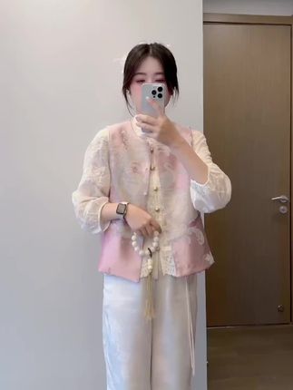 新中式国风气质时尚洋气宽松显瘦减龄百搭立领提花*衬衫~高级感满满!#穿搭 #气质穿搭 #显瘦穿搭 #高级感穿搭 #时尚
