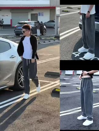 视频同款莱赛尔宽松牛仔裤男秋季阔腿宽松潮流百搭复古水洗简约休闲牛仔裤~约会就不要穿丑丑的裤子了 试试这个弯刀裤 #男装 #百搭裤子 #休闲裤 #男裤 #小个子穿搭