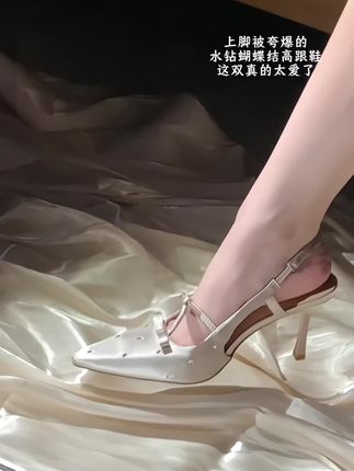 蝴蝶结搭配水钻少女感十足,上脚真的太美#时尚美鞋 #轻奢女鞋 #高跟鞋 #美鞋控 #御姐风穿搭