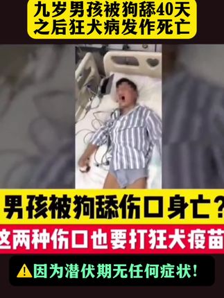 9岁的男孩家庭一个疏忽,酿成不可挽回的后果#被狗咬了 #被猫抓伤 #新手养猫需要准备哪些用品 #新手养狗攻略 #狂犬病