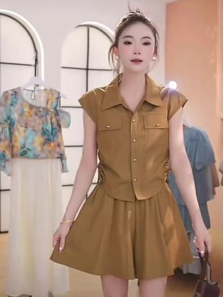 时尚减龄套装夏季新款小个子显瘦无袖衬衫两件套#小个子显高显瘦穿搭 #小个子穿搭 #显瘦穿搭 #时尚穿搭 #夏季穿搭 新款