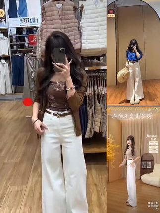 #来自美图秀秀 宽松不贴腿阔腿牛仔裤女2025年秋季新款高腰百搭显瘦显腿长拖地裤