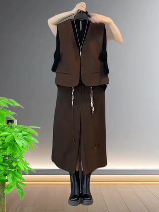 #大码女装 大维罗依JP欧州站秋款简约气质编织腰带马甲显瘦三件套#遮肉显瘦穿搭 #宽松有范 #新品穿搭
