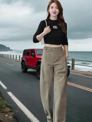 复古工装休闲裤女夏秋新款显瘦拖地裤今年流行高腰弯刀阔腿裤2025#高腰弯刀阔腿裤 #春秋穿搭 #百搭裤子 #休闲裤 #高品质女裤