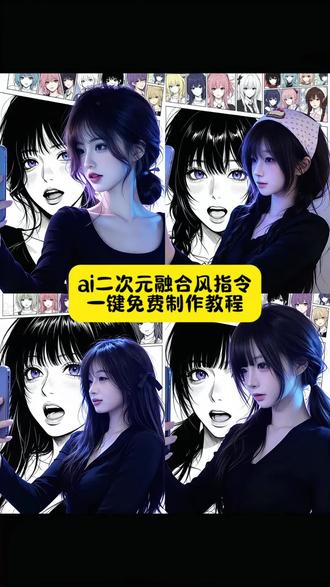 ai二次元融合风指令 ai合成动漫人物双人照教程 ai二次元漫画特效 ai 二次元融合风教程 ai二次元和真人融合 ai 二次元融合风特效指令 ai二次元融合风 AI二次元融合风 #小云雀AI #小云雀AI一键图片设计#ai二次元融合风#AI二次元融合风