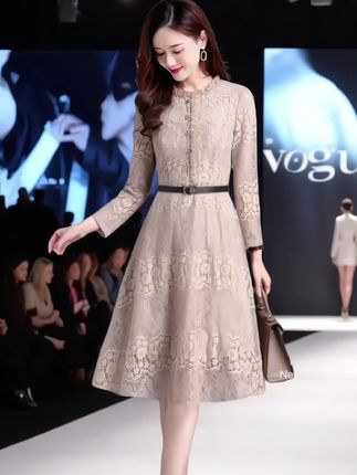 #高级感穿搭 #优雅气质 #轻奢女装 #蕾丝连衣裙 #早秋连衣裙