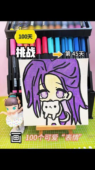 你发图我来画|挑战109天画100个可爱表情
打卡第45天#绘画过程分享 #张清道 #邪神墨然 #紫色控 #每日一画