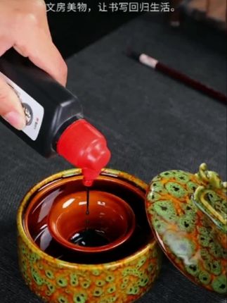 双圈保湿火锅砚台 防蒸发不干墨砚台 毛笔笔搁带盖墨盒墨汁专用砚台古艺墨碟#砚台 #墨池 #文房四宝 #火锅砚台 #无限回购的宝藏单品