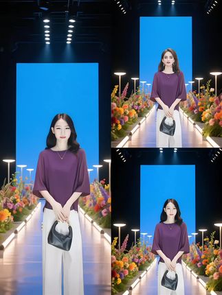 9007#减龄女装紫色圆领短袖衬衫女夏季宽松显瘦开叉上衣薄款 #洋气百搭 #舒适透气 #谁穿谁好看 #时尚穿搭